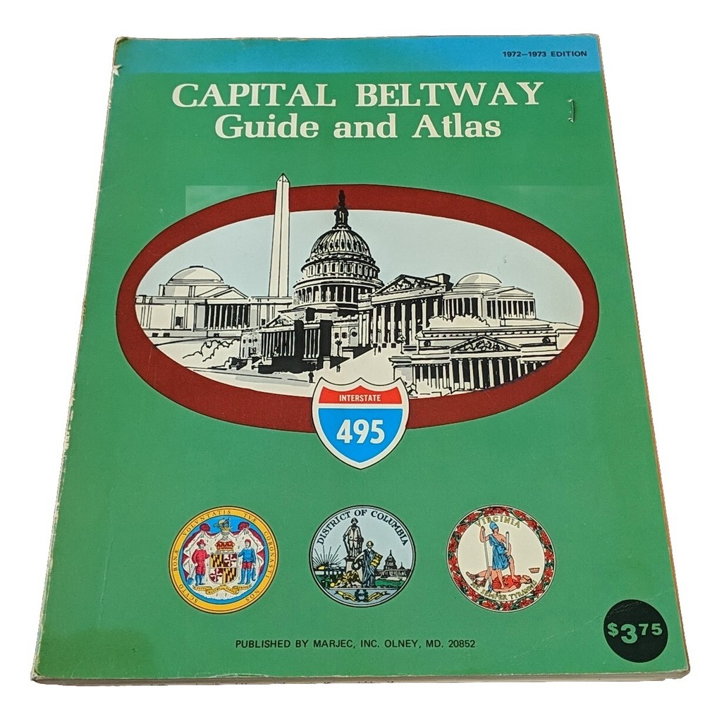 Washington DC Area Capital Beltway 1972 1973 Guide And Atlas Book Interstate 495