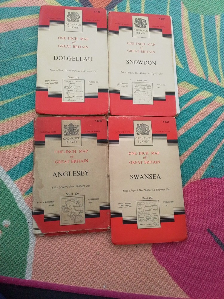 Wales Job Lot Vintage Ordnance Survey One Inch Maps 1950s /1960s