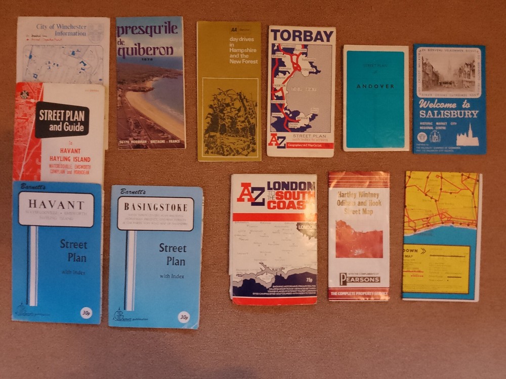 Vintage Streetmap Bundle (12) and others Havant,Basingstoke,Salisbury,Torbay….