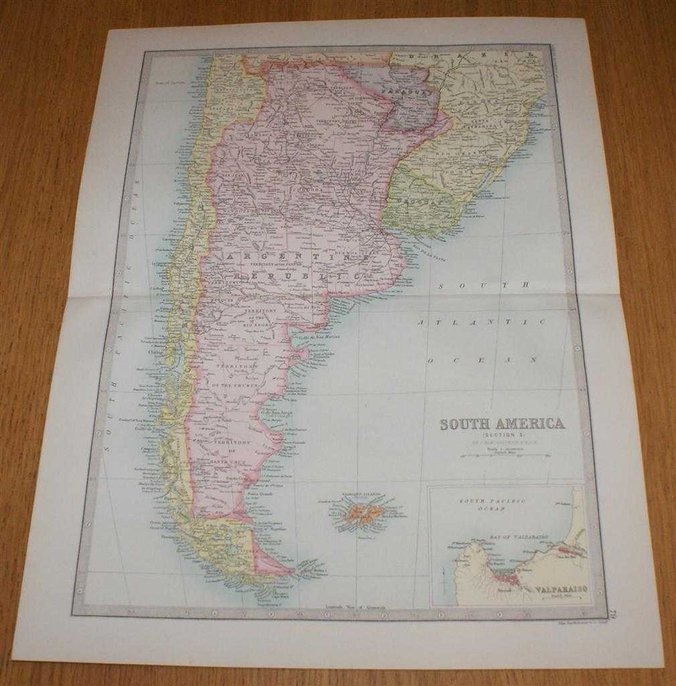 Map: South America: Paraguay, Argentine Republic from Library Reference Atlas