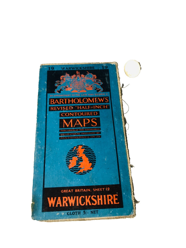 Map Warwickshire Bartholomew Vintage ra