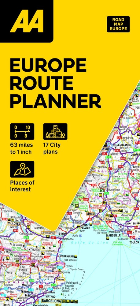 AA European Route Planner Map (AA Road Map Europe Series / European Road Ma