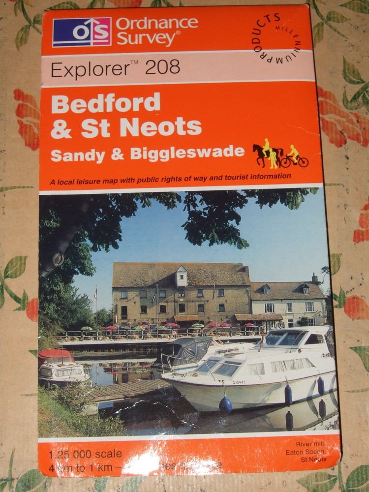 ORDNANCE SURVEY MAP EXPLORER 208 BEDFORD & ST NEOTS NO RIPS TEARS VGC