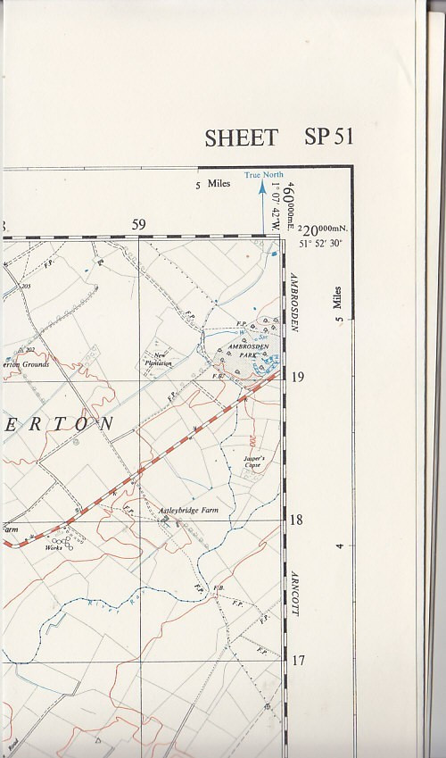 Ordnance Survey 1:25,000 First Series Map Sheet SP 51 Islip Oxfordshire