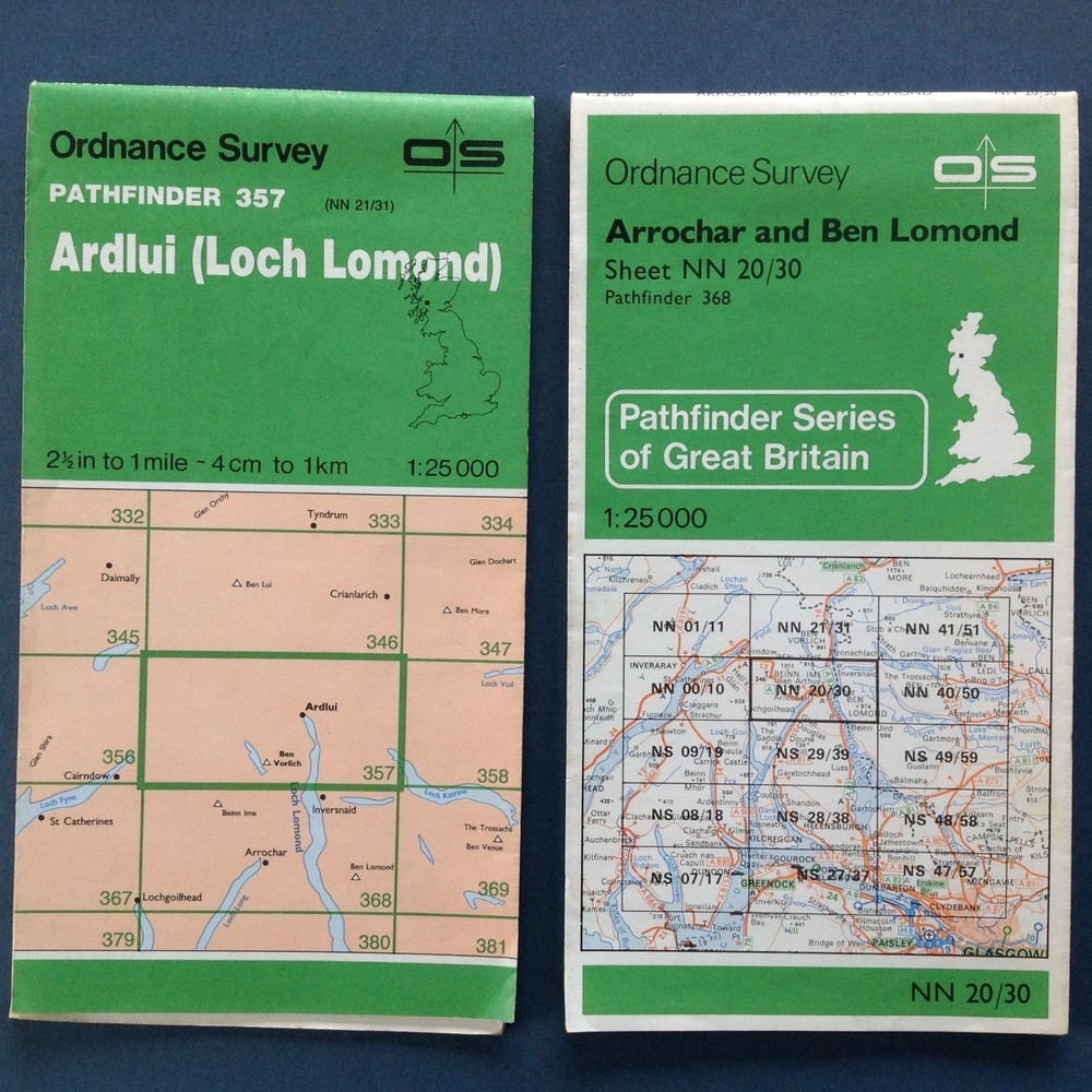Pathfinder Maps: Ardlui Loch Lomond Arrochar Ben Lomond 357 368 NN20/30 NN21/31