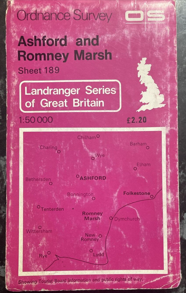 1982 O/S LANDRANGER SERIES SHEET 189 ASHFORD AND ROMNEY MARSH – SCALE 1:50000