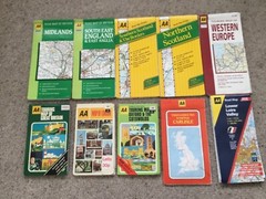 Vintage Collection of TEN Vintage AA Maps, inc EUROPE, SCOTLAND. FOLD OUT MAP