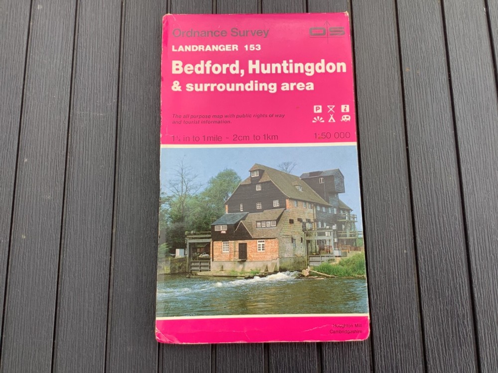OS Ordnance Survey Landranger Map 153 Bedford, Huntingdon & area – 1992