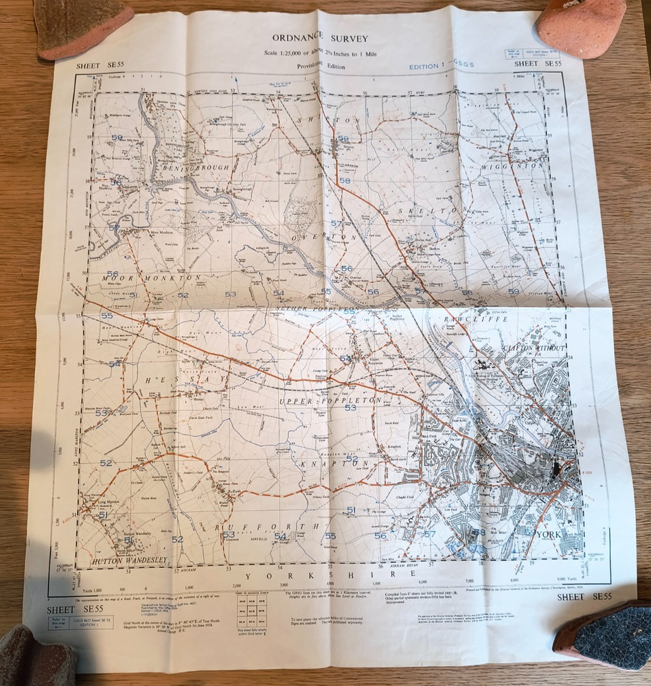 Ordinance Survey map War Office sheet SE55 GSGS 4627 Yorkshire Edition 1 1956