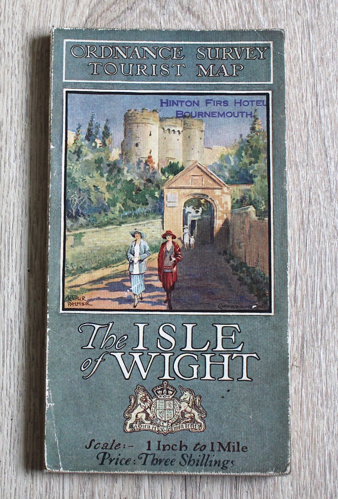1922 Ordnance Survey Tourist Map ISLE OF WIGHT Cloth Backed Roads Railway Lines