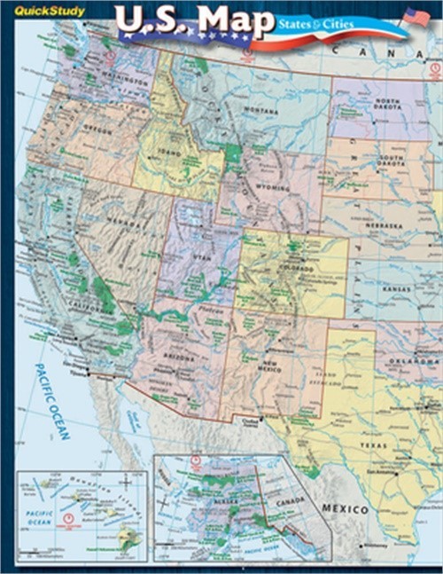 U.S. Map: States & Cities Guide (Poster)
