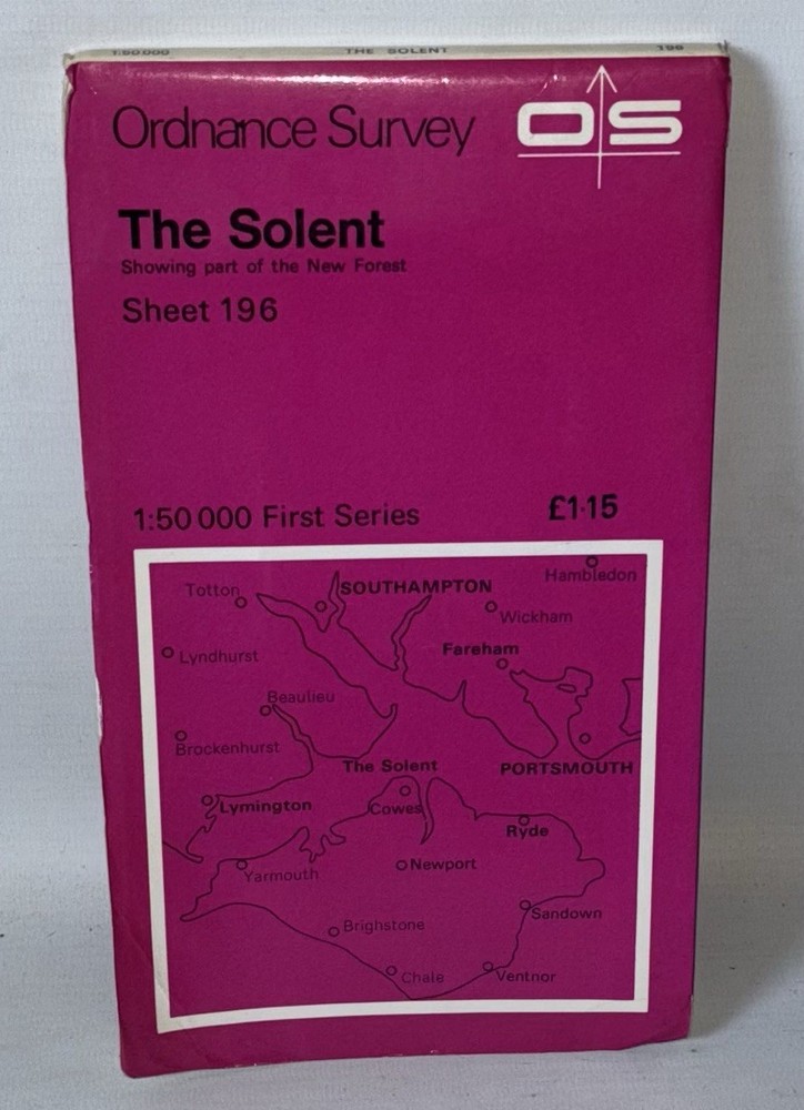 Ordnance Survey 1:50,000 Map – The Solent, Sheet 196 – 1974
