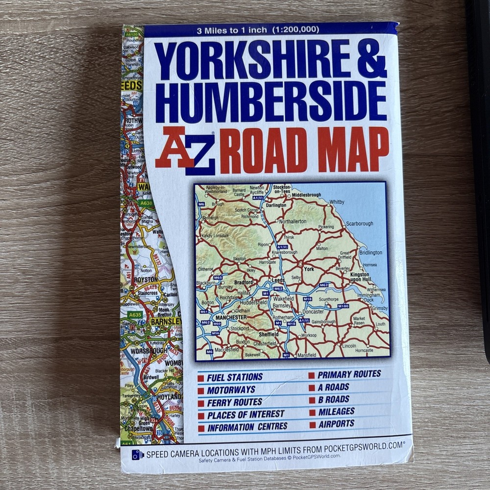 Yorkshire & Humberside A-Z Road Map – 3 Miles to the Inch