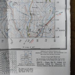 OS Ordnance Survey One Inch Cloth Map, Llandovery 140 1947