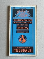 Vintage Bartholomews Half Inch Paper Map, Sheet 35, Teesdale