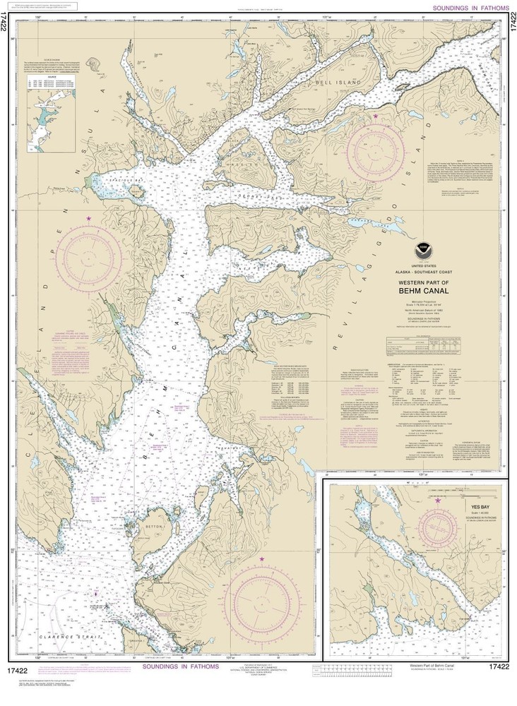 Behm Canal-western part;Yes Bay | Waterproof NOAA Chart 17422