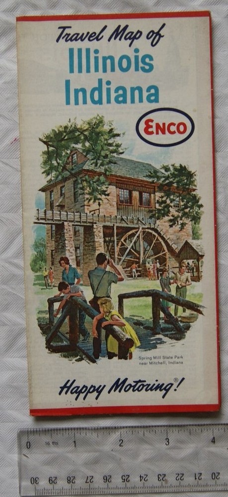 1963 Enco Travel map of Illinois Indiana