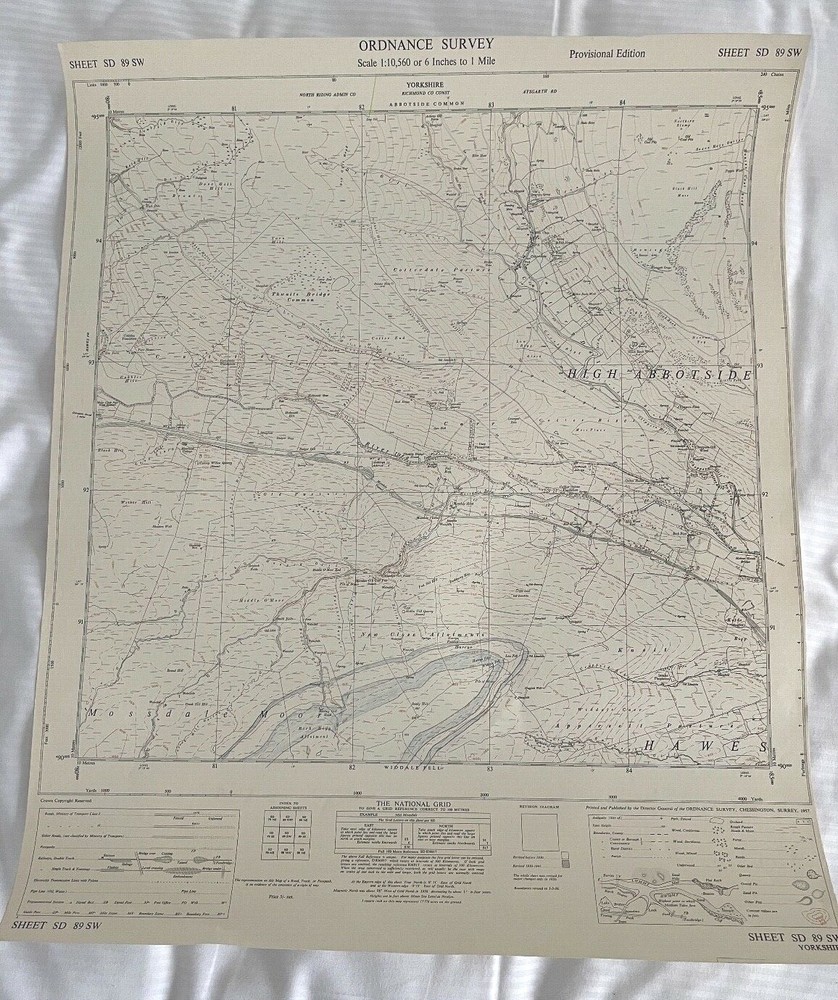 OS, 6 Inch to 1 Mile Map, sheet SD 89 SW, Yorkshire, High Abbotside area, 1957