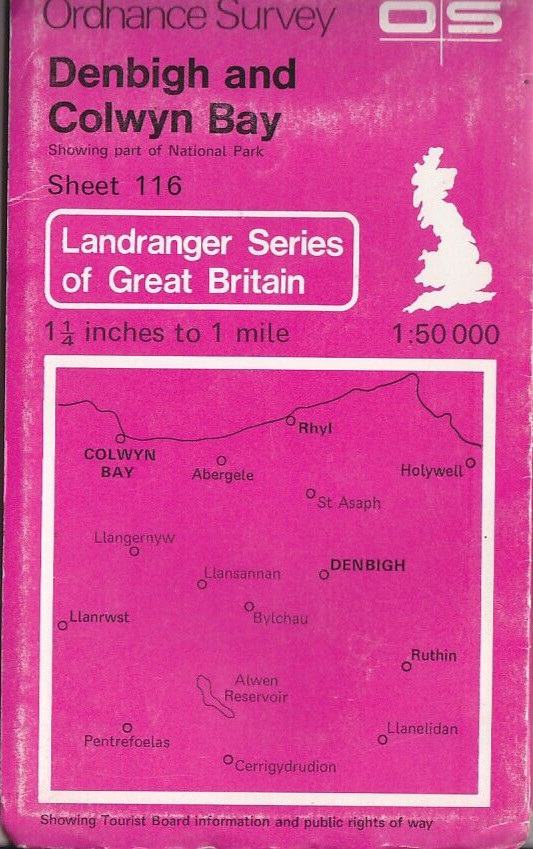 Ordnance Survey Landranger Map 1:50,000 Sheet 116 Denbigh and Colwyn Bay
