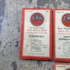 Job Lot Of 9 Vintage OS Maps One Inch maps, immediate despach