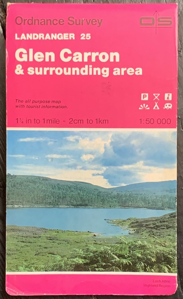OS Ordnance Survey Landranger Map 1:50 000 – Sheet 25, GLEN CARRON – 1988