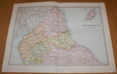Map: 1890 Northumberland, Durham, Cumberland etc, from Library Reference Atlas