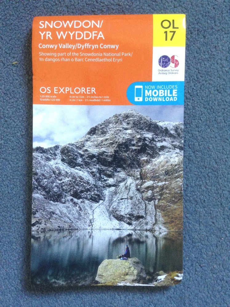 OS Explorer Map – OL17 – SNOWDON Area – Unused and with mobile download