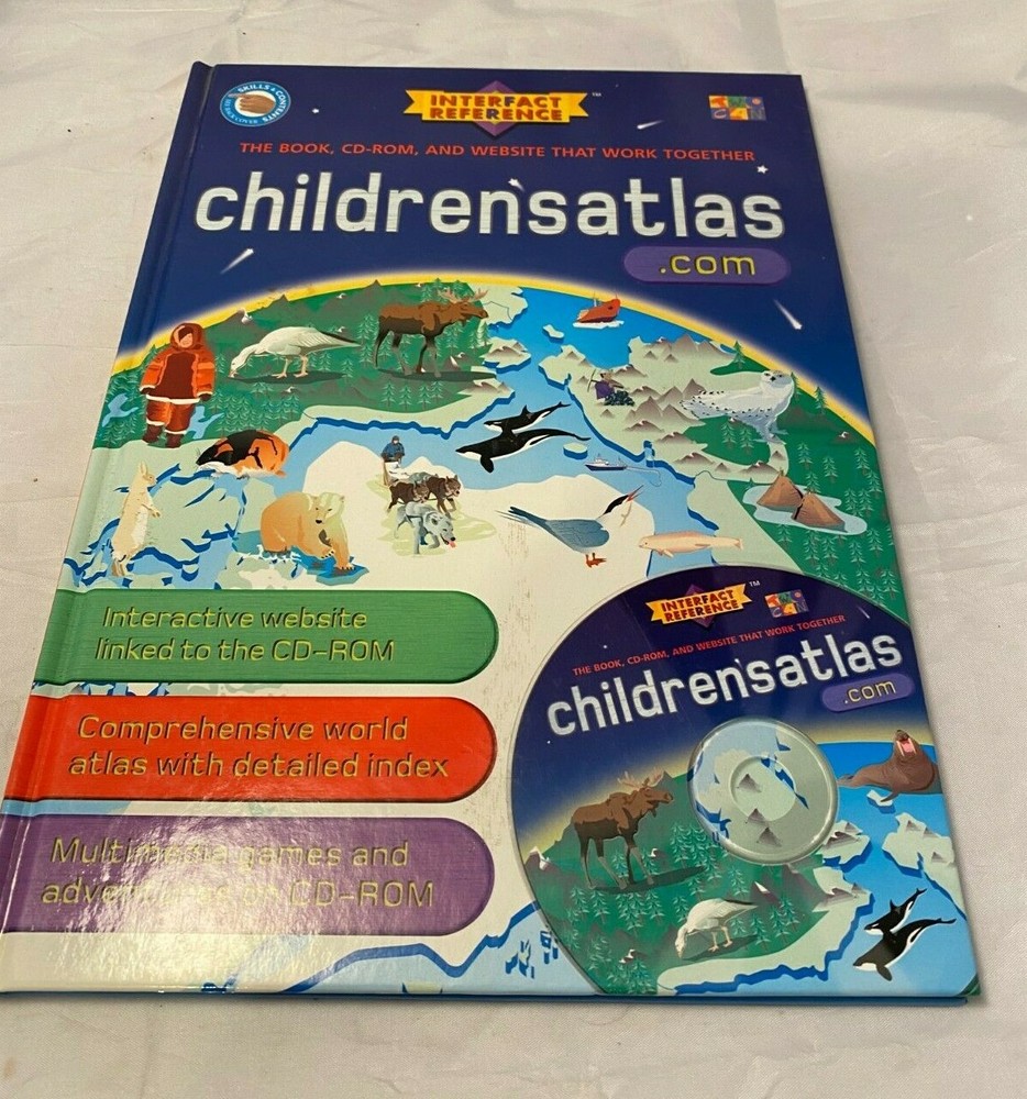 Interfact Reference Children’s Atlas Hardcover Book With CD Education Homeschool
