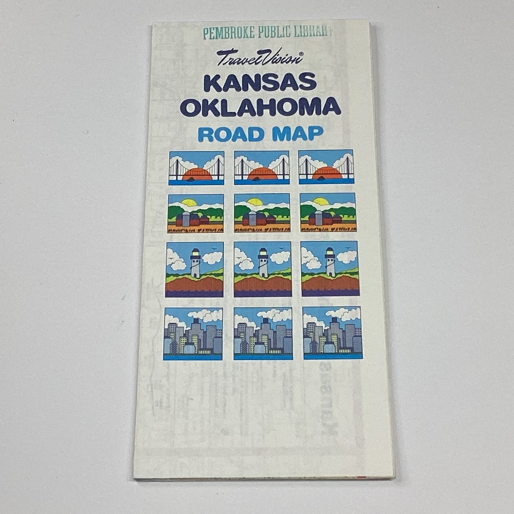 TravelVision Kansas Oklahoma Road Map Folded Travel Map