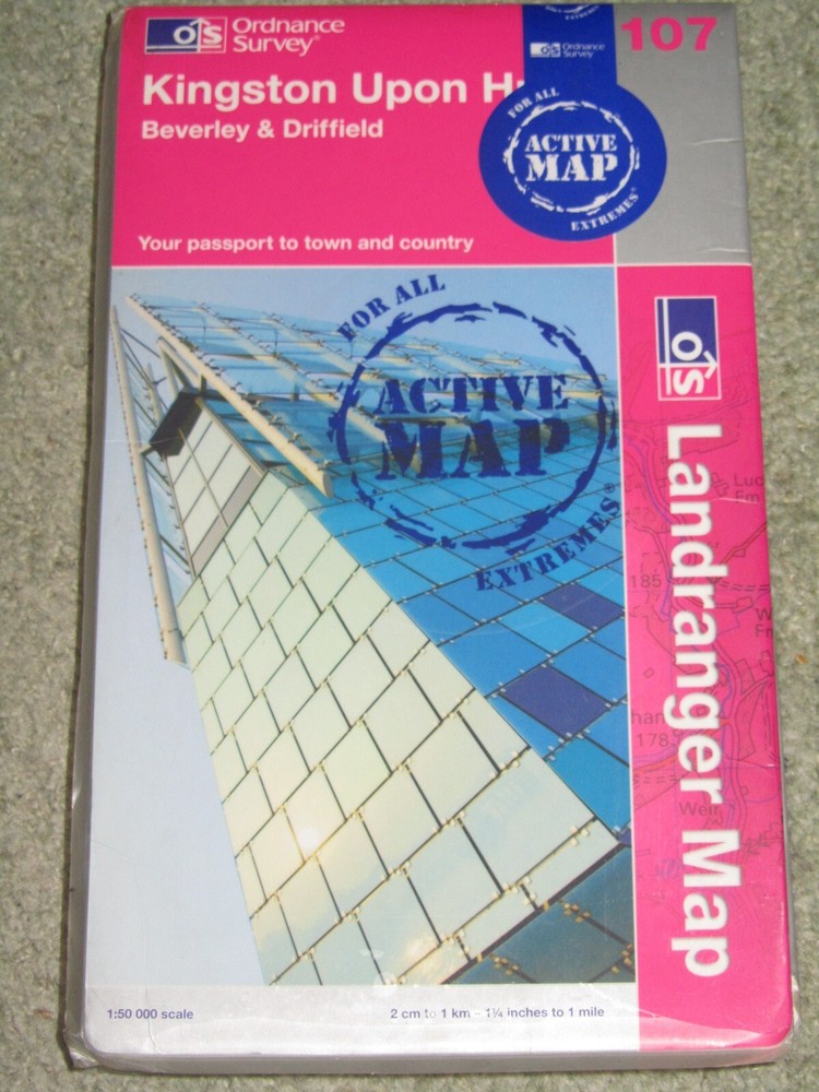 Ordnance Survey Landranger 1:50,000 Sheet 107 Kingston Upon Hull 2012 ACTIVE MAP