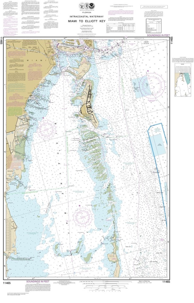 Intracoastal Waterway Miami to Elliot Key | Waterproof NOAA Chart 11465