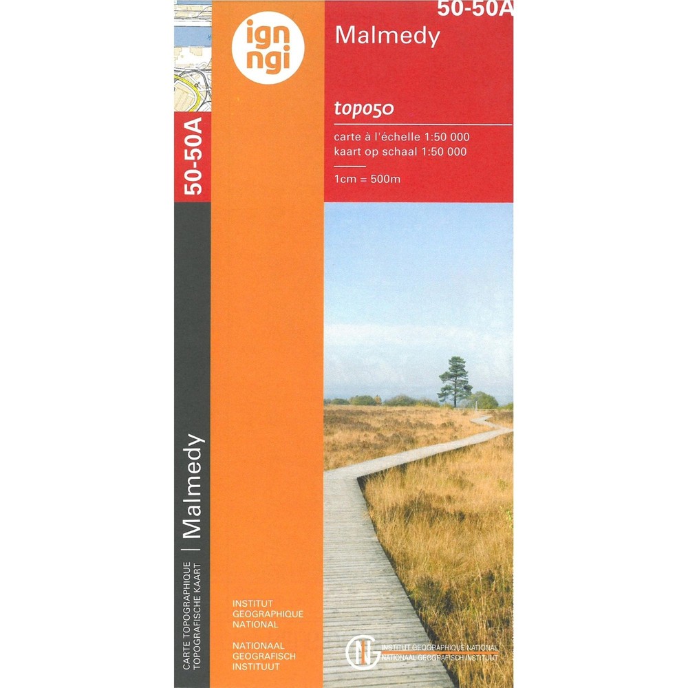 Belgium Malmedy IGN Topo map 50-50A Hiking Walking cycling Driving WW2 history