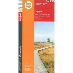 Belgium Malmedy IGN Topo map 50-50A Hiking Walking cycling Driving WW2 history