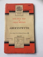 Vintage Ordnance Survey 1 Inch Map No. 127 Aberystwyth