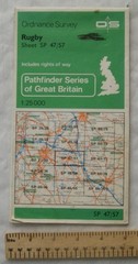 1983 OS Pathfinder map Sheet SP 47/57 Rugby, includes rights of way