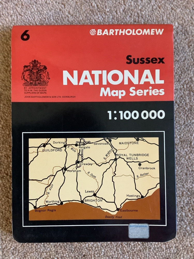 1975 Bartholomew National Map Series 1:100 000 – Sussex Sheet 6