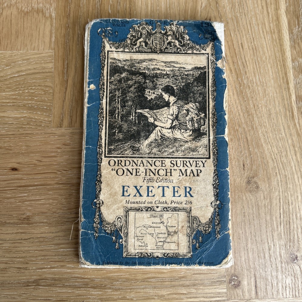 EXETER Sheet 138 Fifth Edition CLOTH Ordnance Survey one inch 1933 Chudleigh