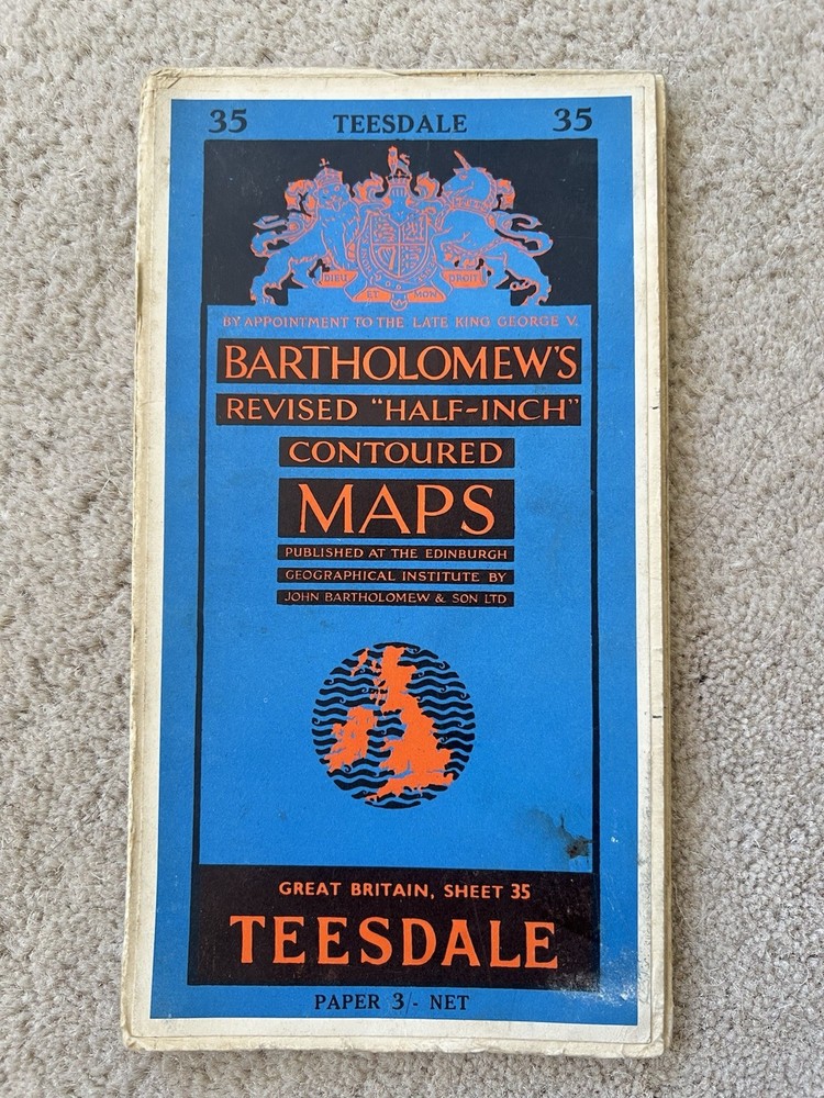 Bartholomew’s Map Teesdale Middlesbrough 50s 1959 Paper Half Inch Free Post UK