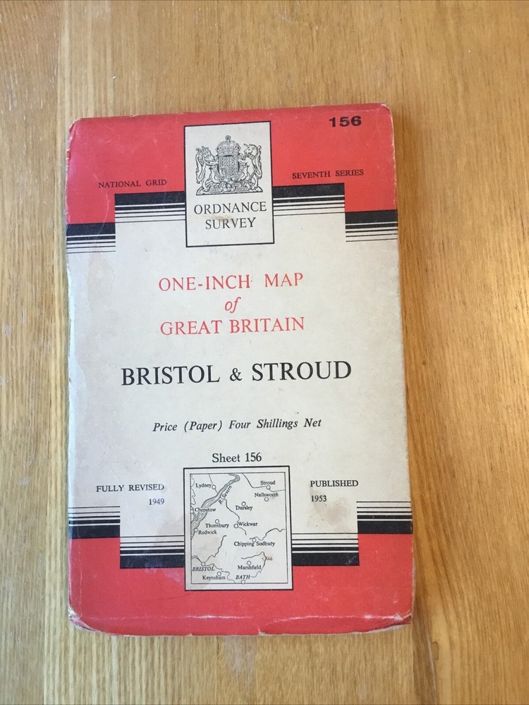 1953 Ordnance Survey One Inch Seventh Series Map 156 Bristol And Stroud