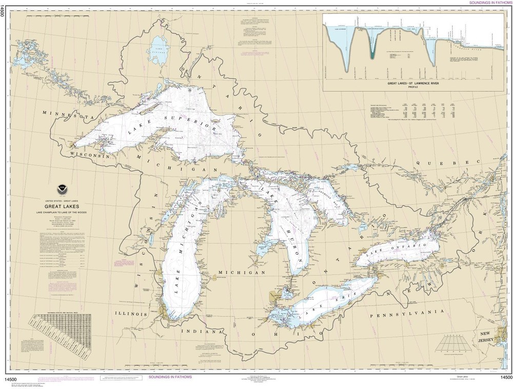 Great Lakes, Lake Champlain to Lake of the Woods | Waterproof NOAA Chart 14500