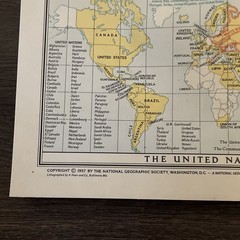 1957 National Geographic Magazine, Folded Paper Map, World Map
