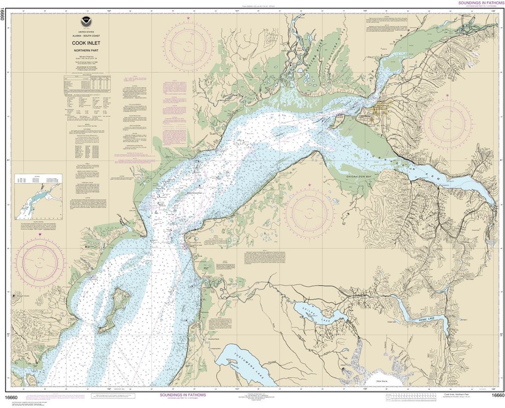 Cook Inlet-northern part | Waterproof NOAA Chart 16660