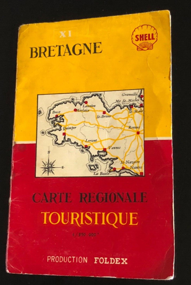 Brittany, Shell vintage tourist map in French
