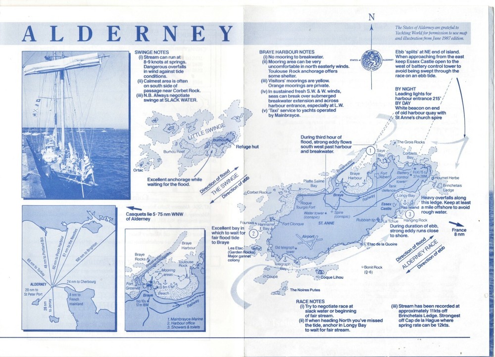 Sailing Instructions-Alderney,Channel Islands c1980s-8p foldout leaflet-Aurigny
