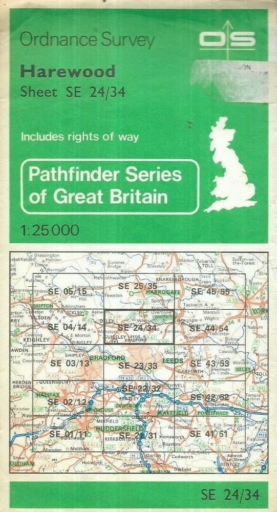 Ordnance Survey Harewood – Folding Map SE 24/34 ~ 1991