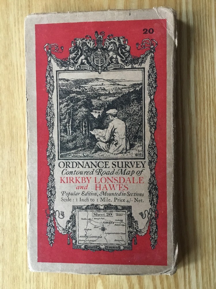 1928 Ordnance Survey One Inch Contoured Road Map 20 Kirkby Lonsdale And Hawes