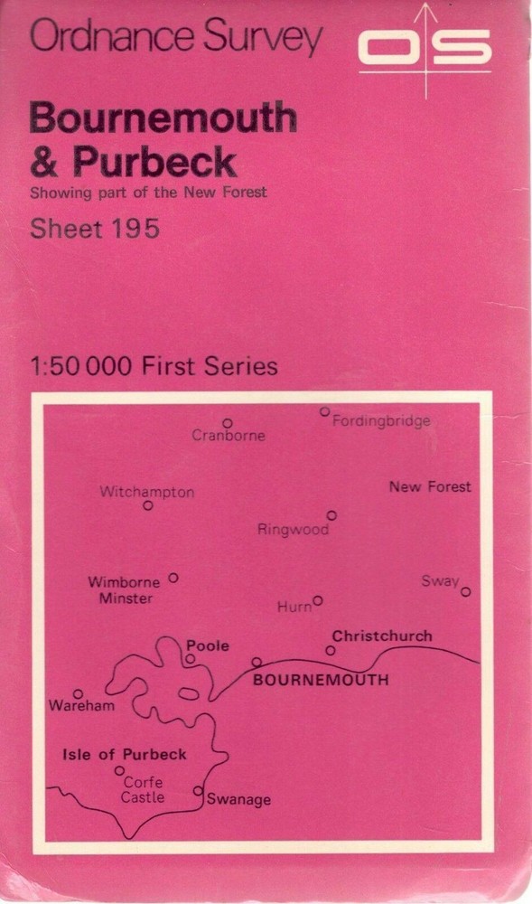 BOURNEMOUTH PURBECK No 195 1974 39623 1.500 000 First Series Ordnance Survey Map