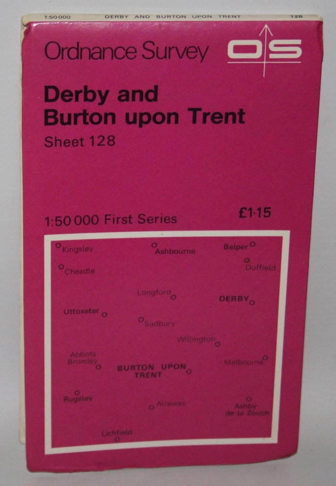 Ordnance Survey 1:50,000 Map – Derby & Burton upon Trent, Sheet 128 – 1974