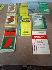 Irish Vintage Road Maps X 9 Joblot