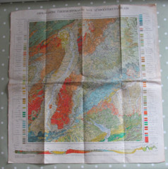 VINTAGE GERMAN GEOLOGICAL MAP OF SOUTH WEST GERMANY 1 : 600 000 DATED 1954